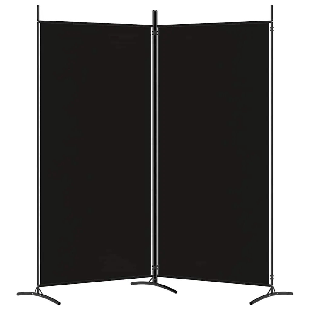 2-Panel Black Fabric Room Divider 175x180cm
