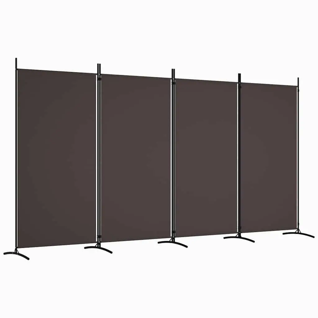 4-Panel Room Divider for Home Use Brown 346x180 cm Foldable Fabric Privacy Screen