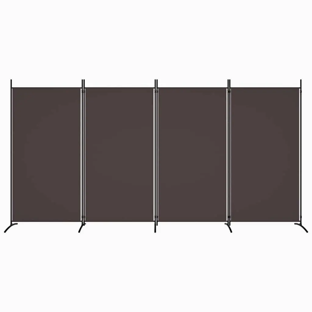 4-Panel Room Divider for Home Use Brown 346x180 cm Foldable Fabric Privacy Screen