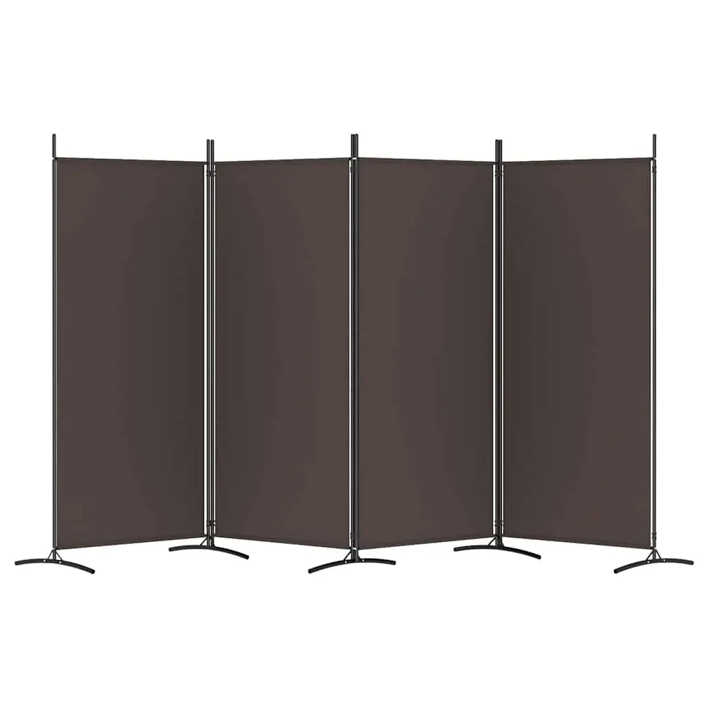 4-Panel Room Divider for Home Use Brown 346x180 cm Foldable Fabric Privacy Screen
