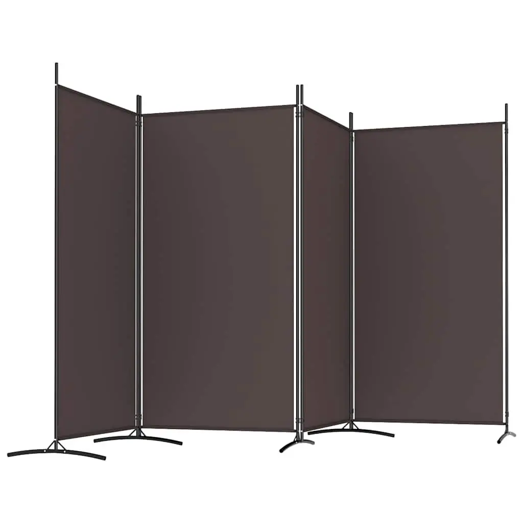 4-Panel Room Divider for Home Use Brown 346x180 cm Foldable Fabric Privacy Screen