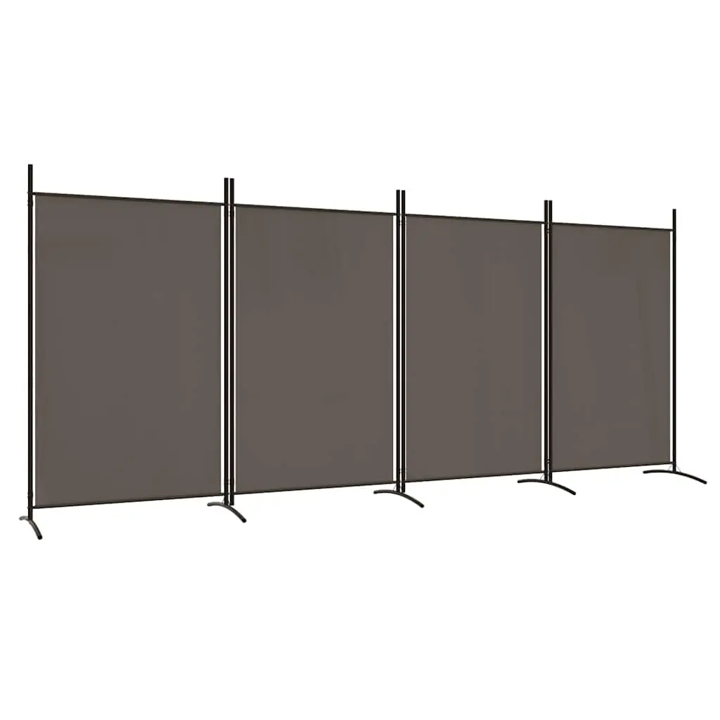 4-Panel Room Divider Folding Privacy Screen Partition Fabric Anthracite