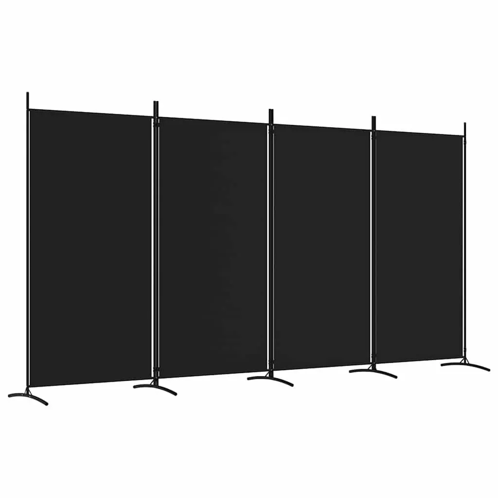4-Panel Room Divider Foldable Privacy Screen Partition Black Fabric 346x180cm