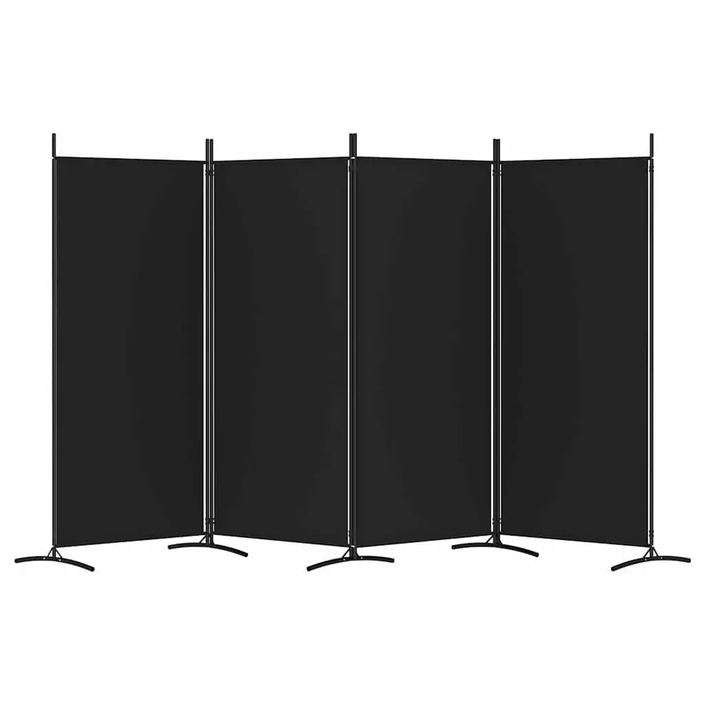 4-Panel Room Divider Foldable Privacy Screen Partition Black Fabric 346x180cm