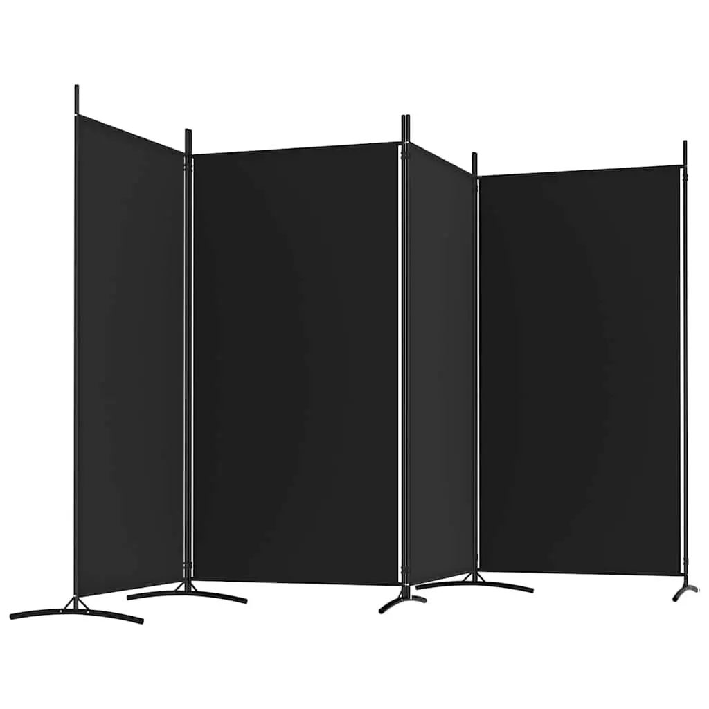 4-Panel Room Divider Foldable Privacy Screen Partition Black Fabric 346x180cm
