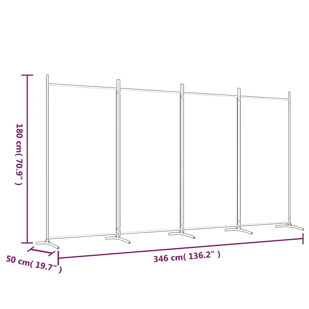 4-Panel Room Divider Foldable Privacy Screen Partition Black Fabric 346x180cm