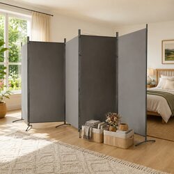 5-Panel Room Divider Screen Anthracite Fabric Foldable Privacy Partition
