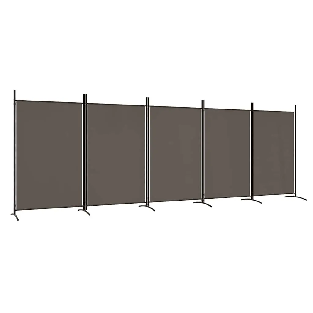 5-Panel Room Divider Screen Anthracite Fabric Foldable Privacy Partition
