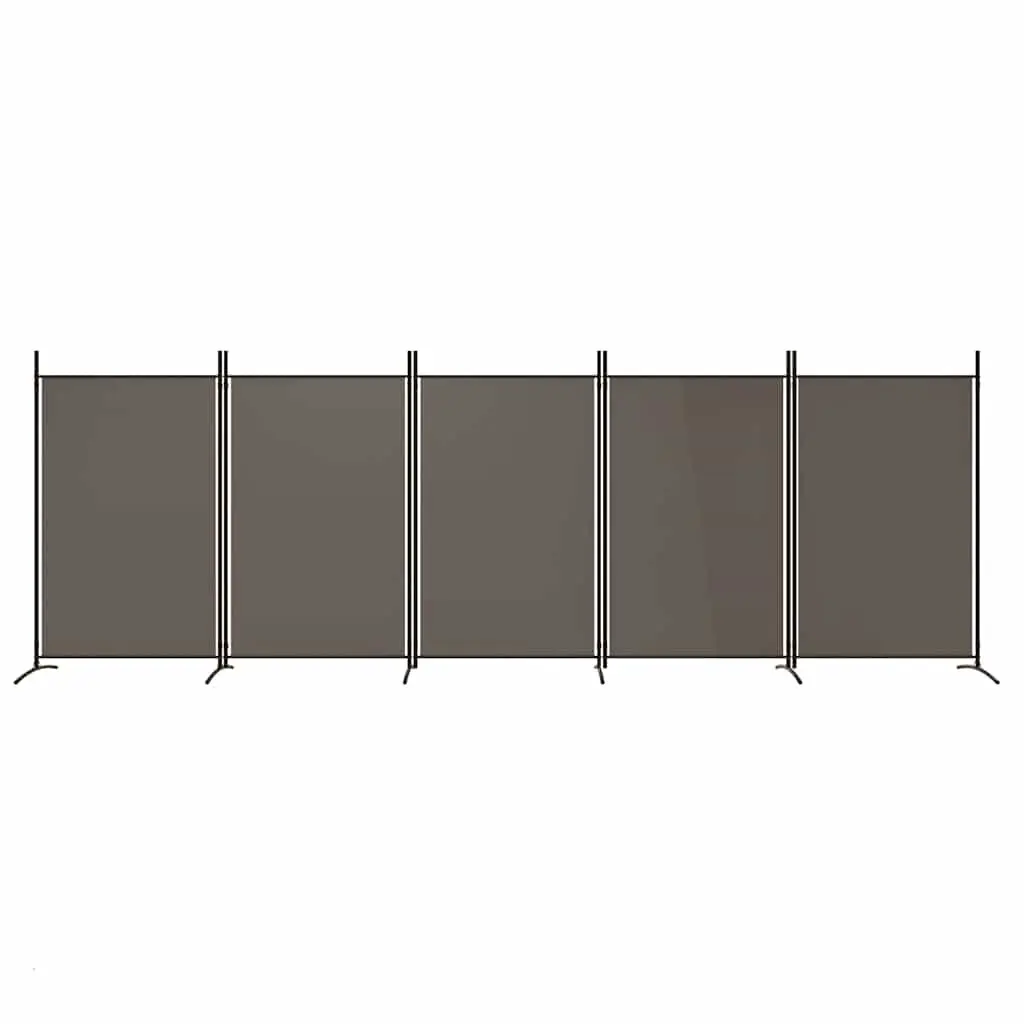5-Panel Room Divider Screen Anthracite Fabric Foldable Privacy Partition