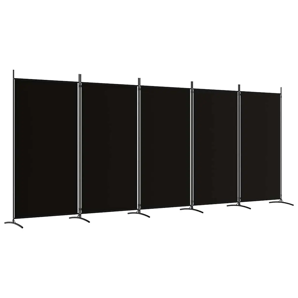5-Panel Room Divider Screen Folding Privacy Partition Wall Black Fabric