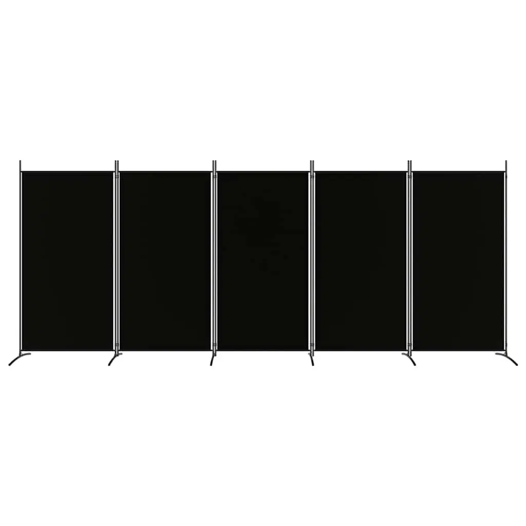 5-Panel Room Divider Screen Folding Privacy Partition Wall Black Fabric