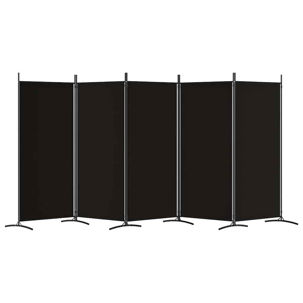 5-Panel Room Divider Screen Folding Privacy Partition Wall Black Fabric