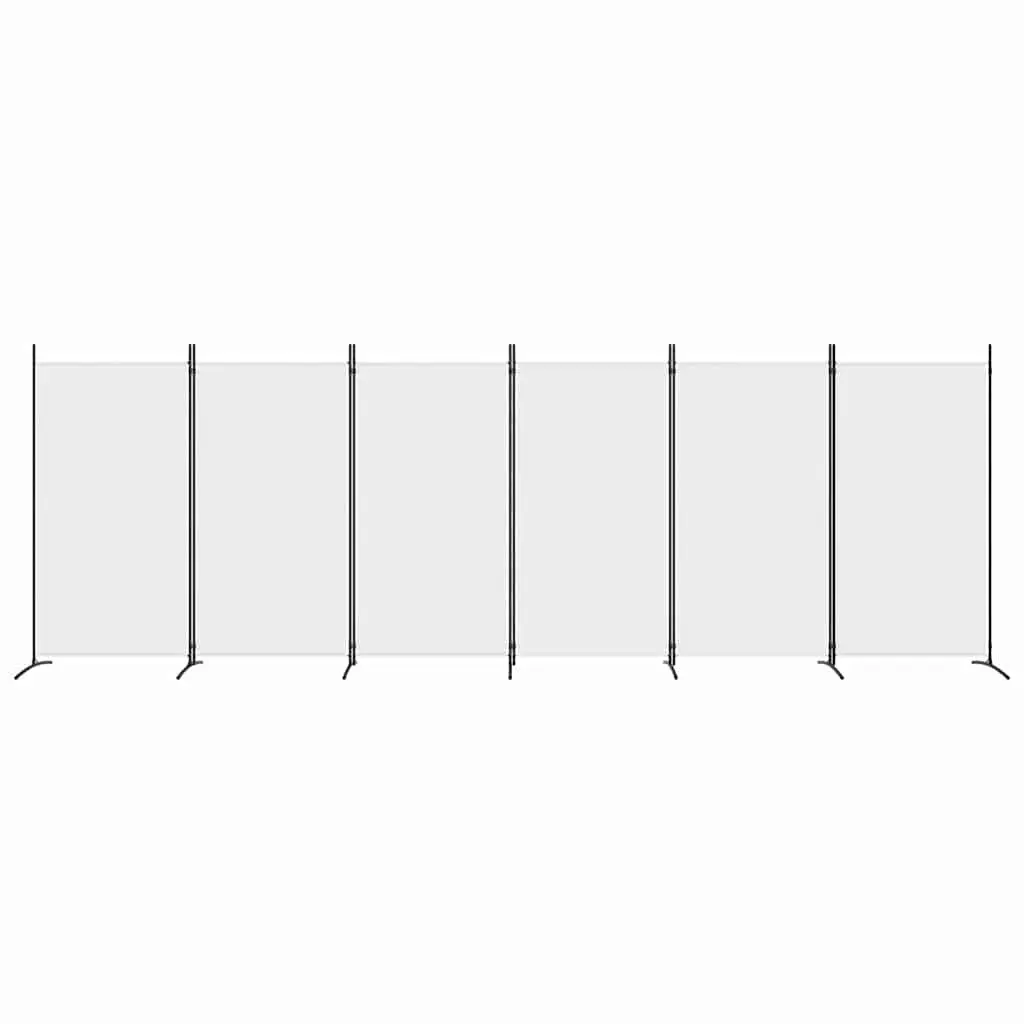 6-Panel Room Divider Screen for Bedroom or Living Room White Fabric Foldable Privacy Partition