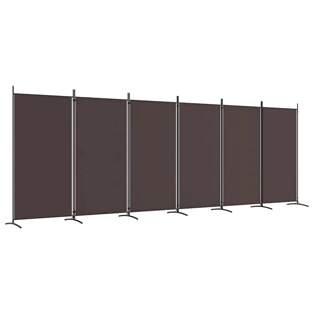 6-Panel Room Divider Screen for Home Use 520x180cm Brown Fabric Foldable Privacy Partition