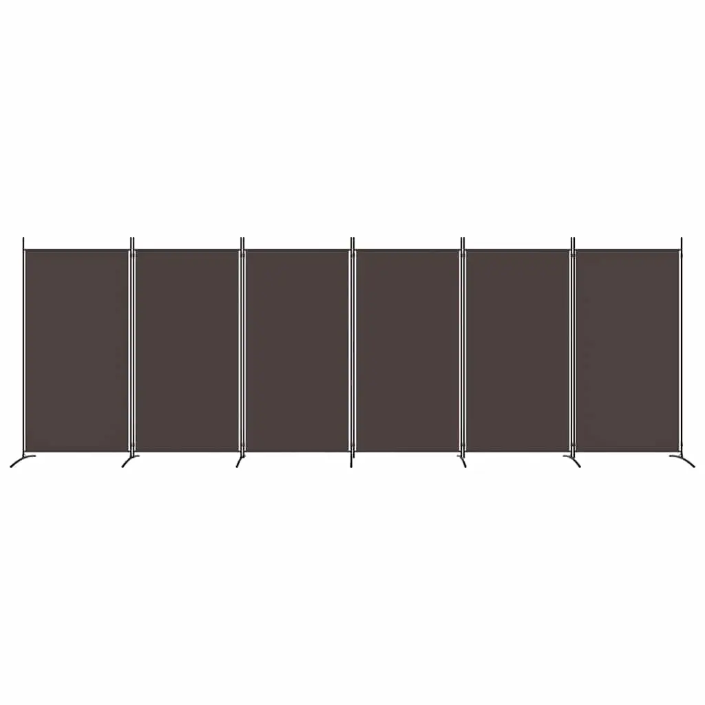 6-Panel Room Divider Screen for Home Use 520x180cm Brown Fabric Foldable Privacy Partition