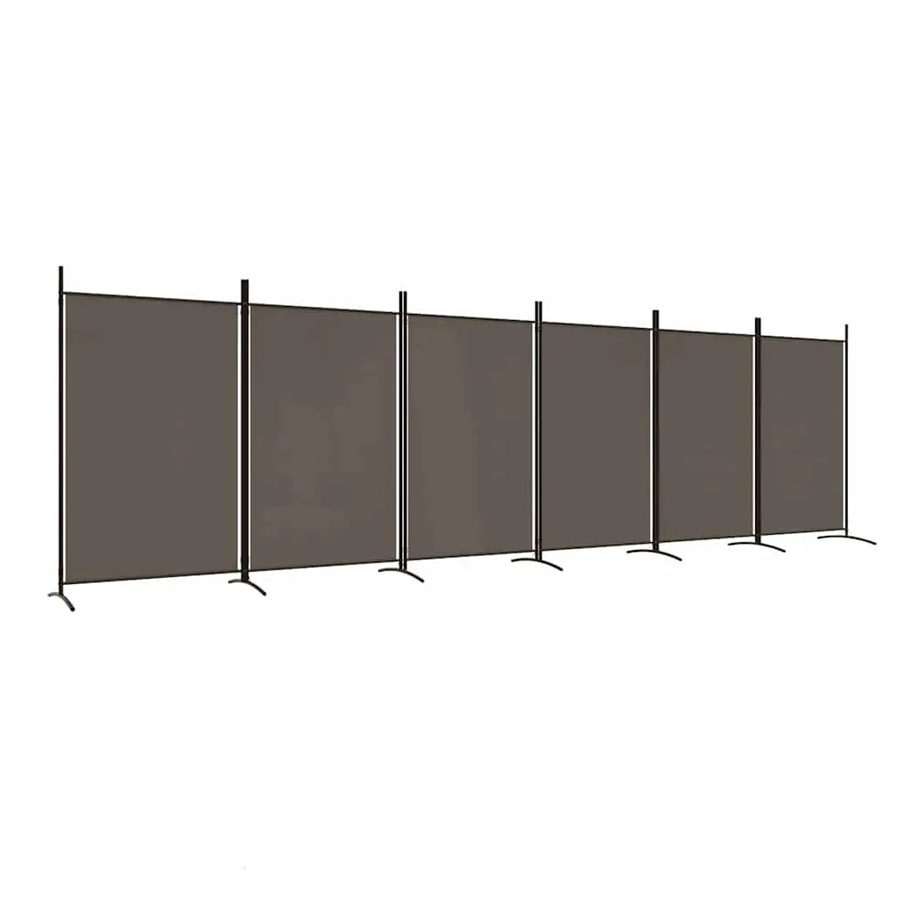 6-Panel Room Divider Screen Partition Anthracite Fabric Folding Privacy