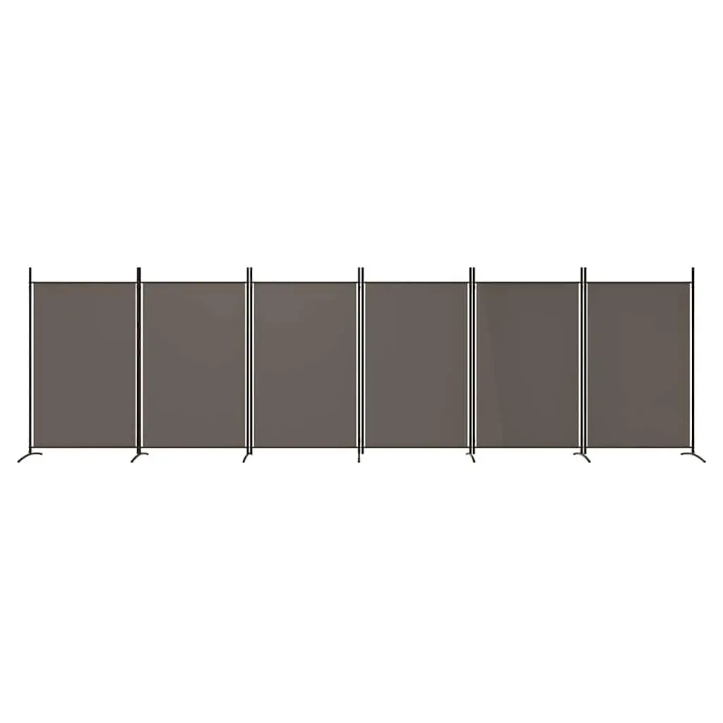 6-Panel Room Divider Screen Partition Anthracite Fabric Folding Privacy