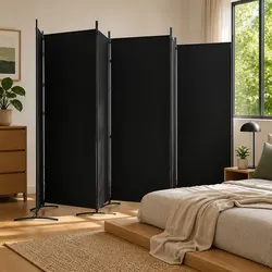 Specifications of 6-Panel Black Foldable Room Divider