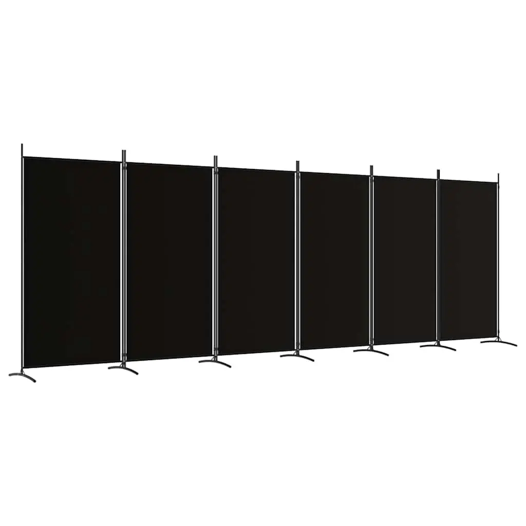 6-Panel Black Foldable Room Divider