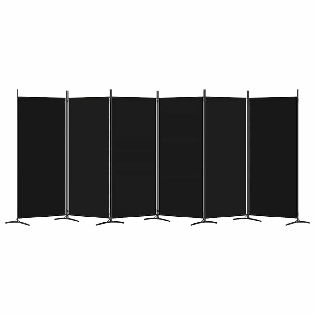 6-Panel Black Foldable Room Divider