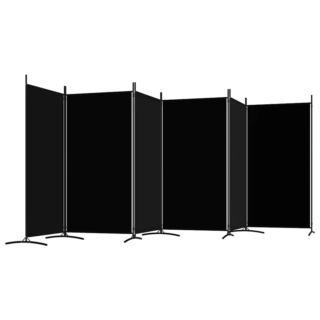 6-Panel Black Foldable Room Divider