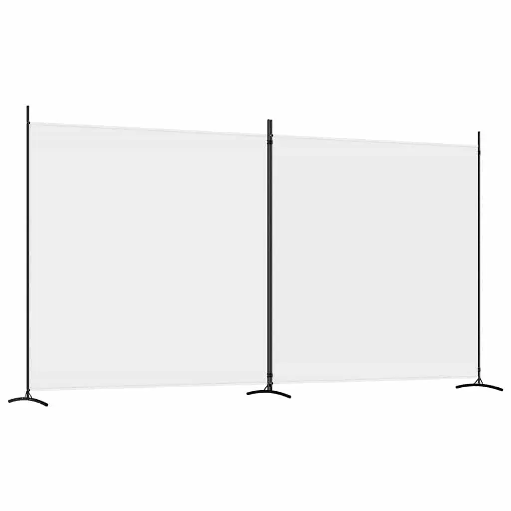2-Panel Room Divider White Fabric Foldable Privacy Screen Partition 348x180cm
