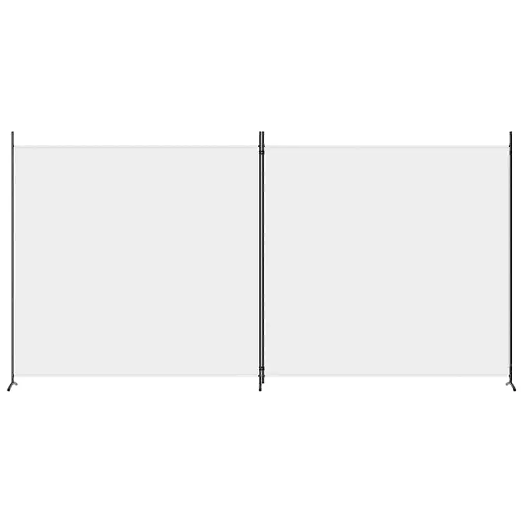 2-Panel Room Divider White Fabric Foldable Privacy Screen Partition 348x180cm