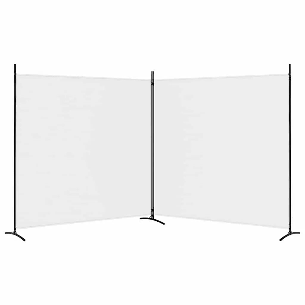 2-Panel Room Divider White Fabric Foldable Privacy Screen Partition 348x180cm