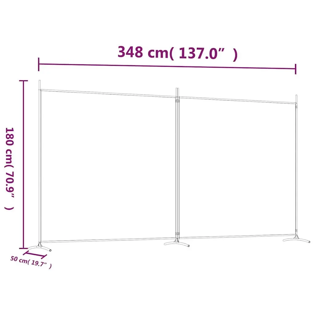 2-Panel Room Divider Screen for Living Room Brown Foldable Privacy Separator 348 x 180 cm