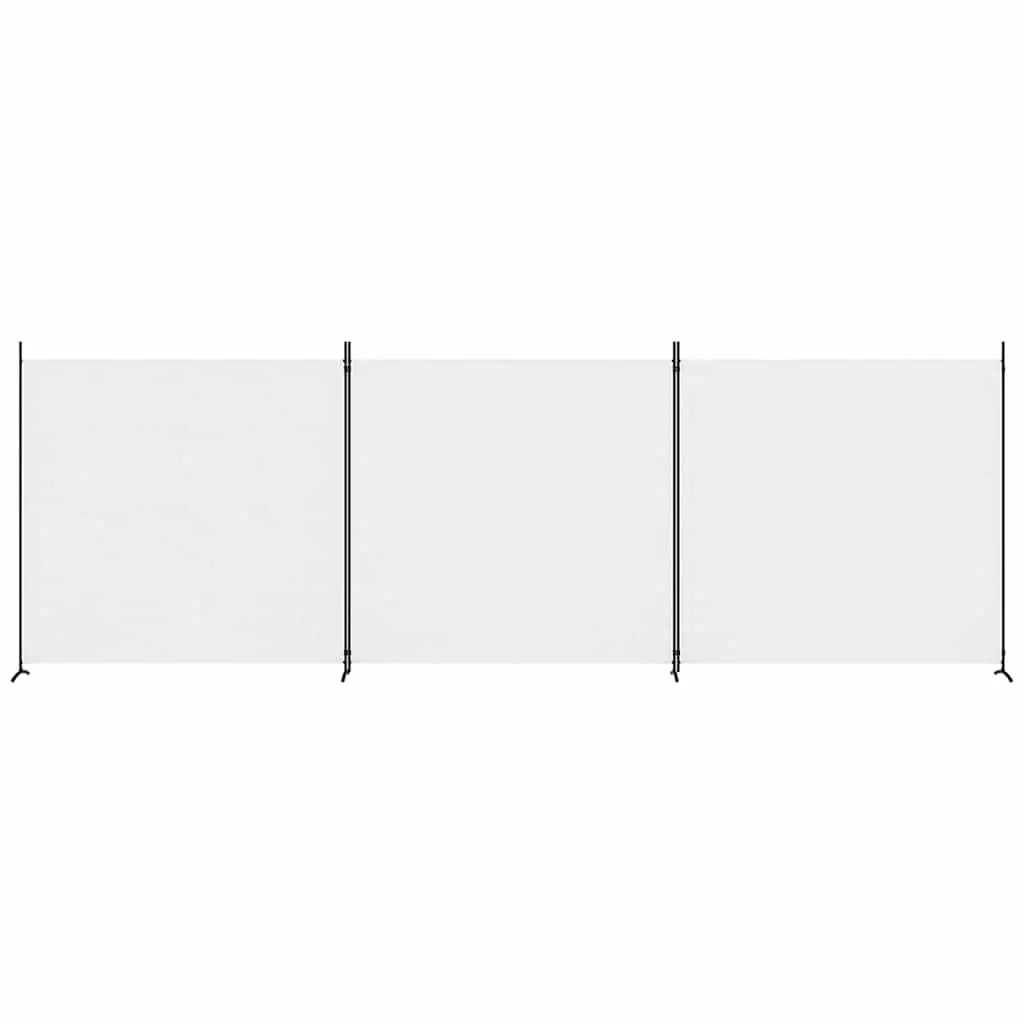3-Panel Room Divider for Home Use White Fabric Folding Partition Screen