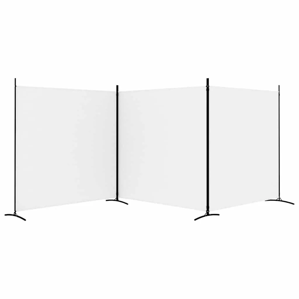 3-Panel Room Divider for Home Use White Fabric Folding Partition Screen