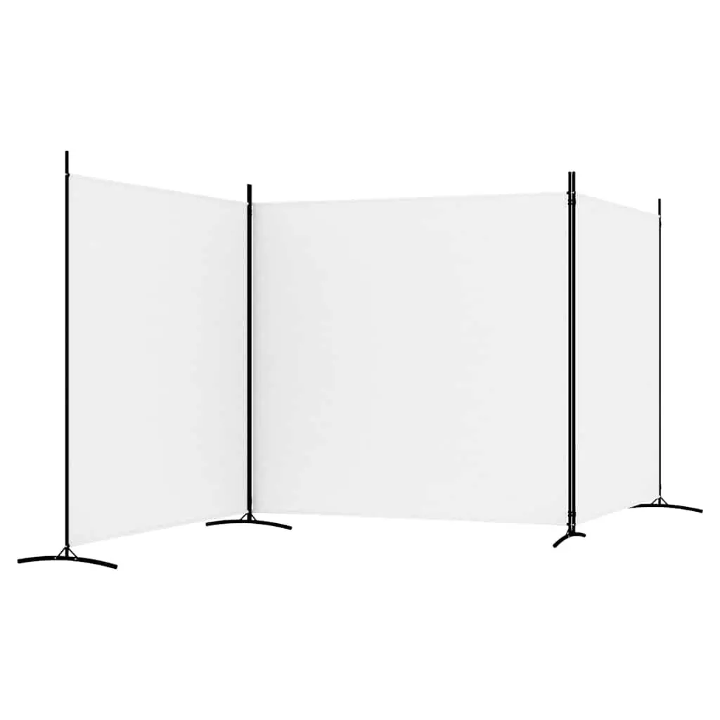3-Panel Room Divider for Home Use White Fabric Folding Partition Screen