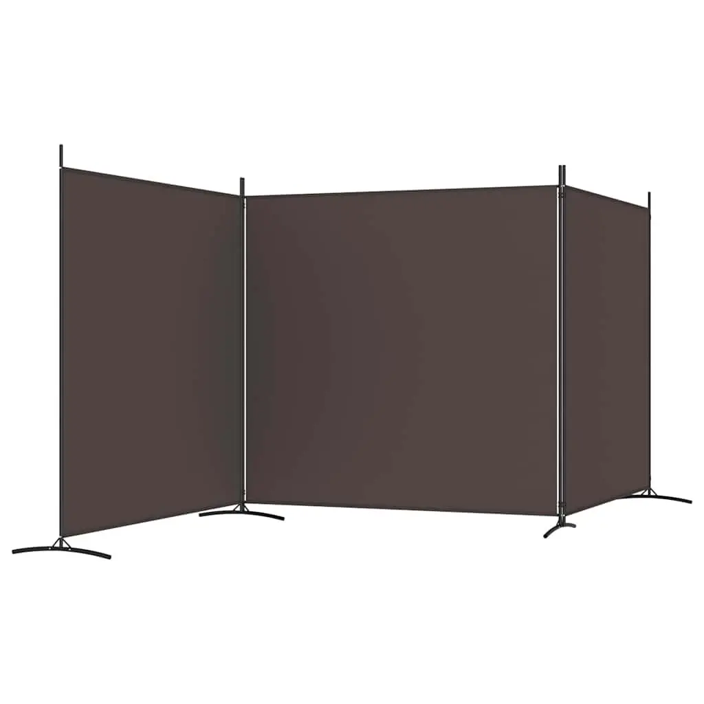 Room Divider 3 Panel Folding Screen Privacy Partition Brown Fabric Separator