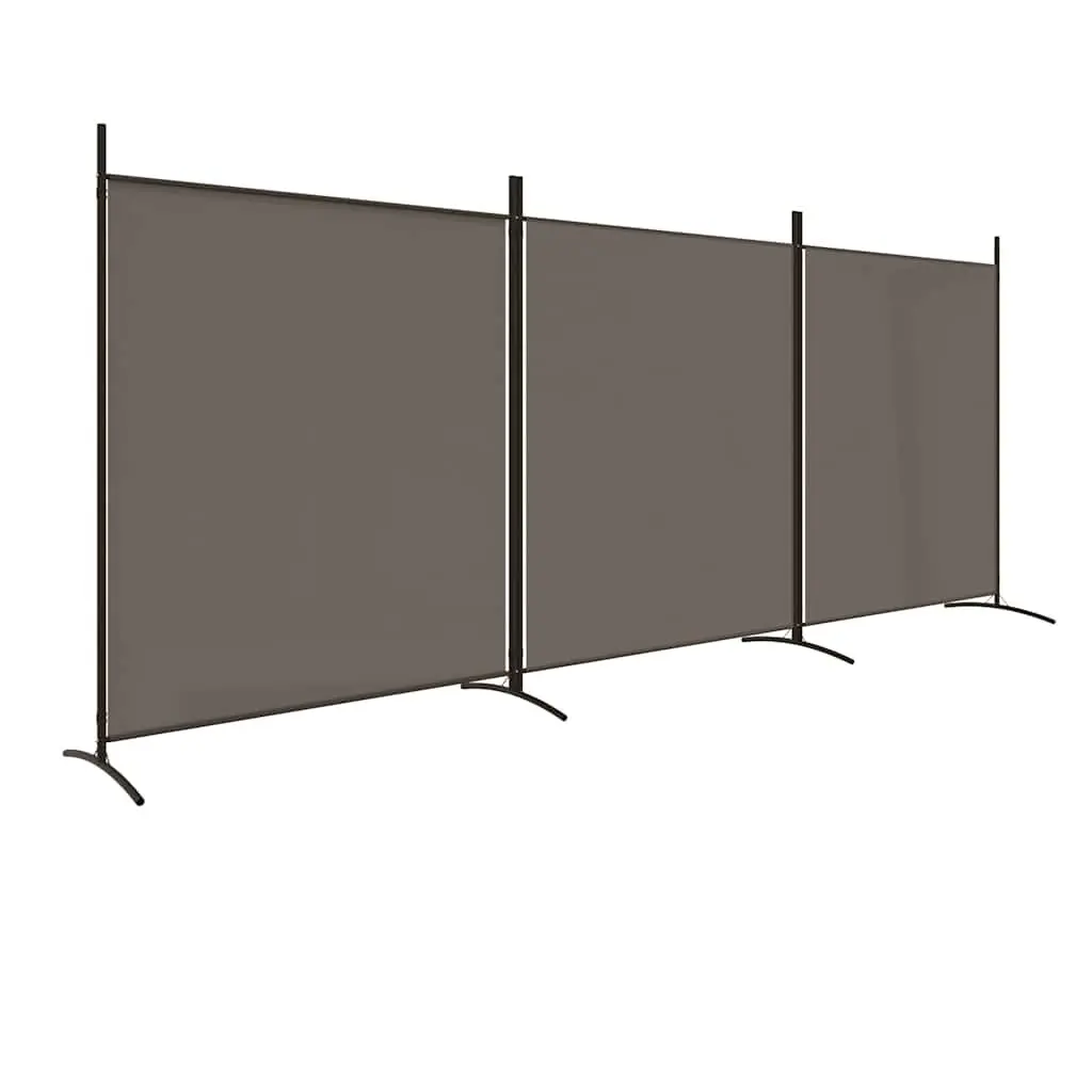 3-Panel Room Divider Anthracite Fabric Foldable Privacy Screen Partition