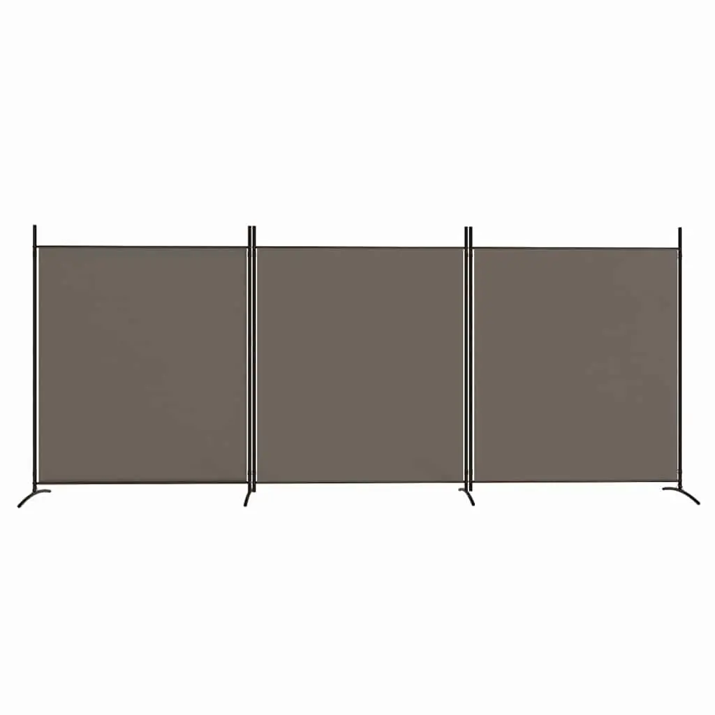 3-Panel Room Divider Anthracite Fabric Foldable Privacy Screen Partition