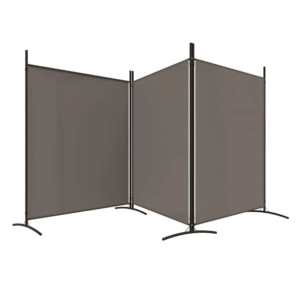3-Panel Room Divider Anthracite Fabric Foldable Privacy Screen Partition