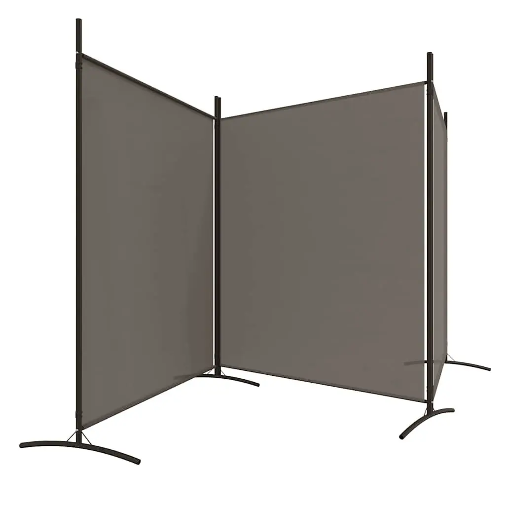 3-Panel Room Divider Anthracite Fabric Foldable Privacy Screen Partition