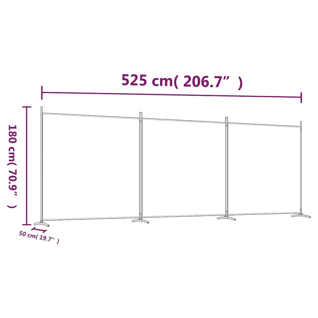 3-Panel Room Divider Anthracite Fabric Foldable Privacy Screen Partition