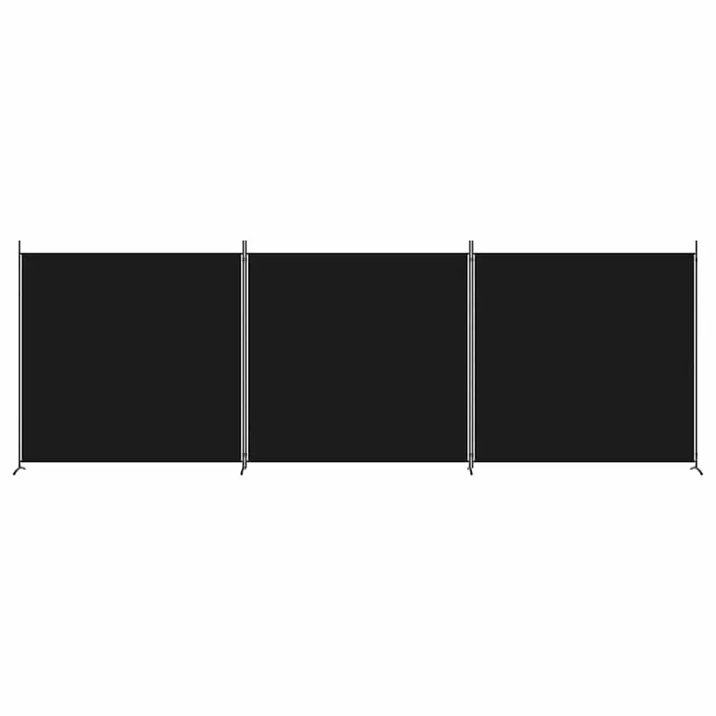 3-Panel Room Divider Screen for Bedroom Living Area Black Fabric 525x180cm
