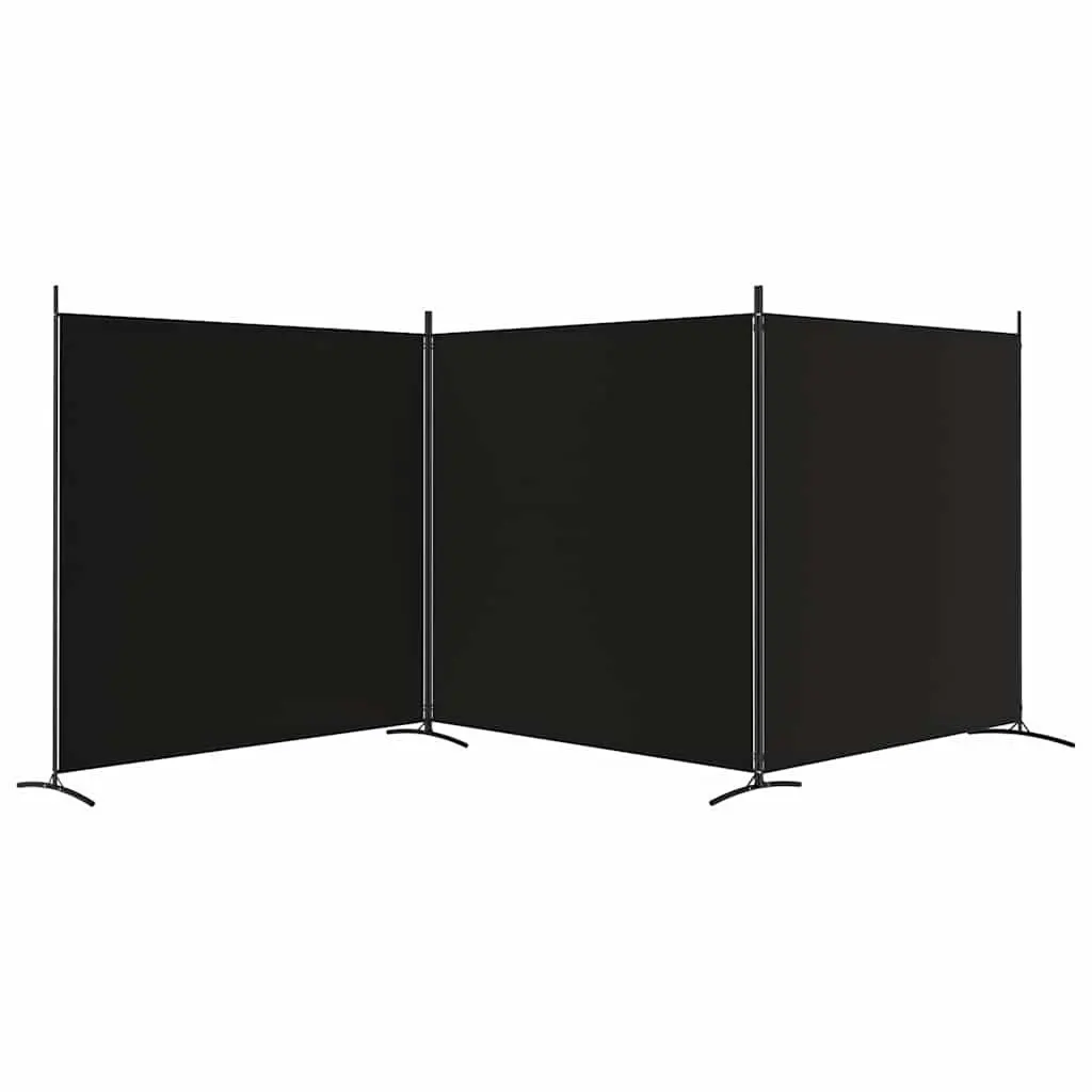 3-Panel Room Divider Screen for Bedroom Living Area Black Fabric 525x180cm
