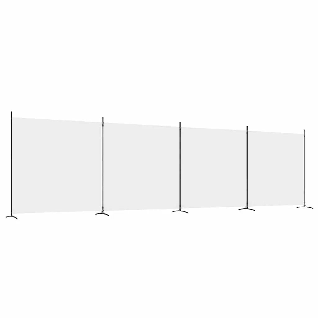 4-Panel Room Divider Fabric Screen Partition for Bedroom Living Area Home Office White 698 x 180 cm