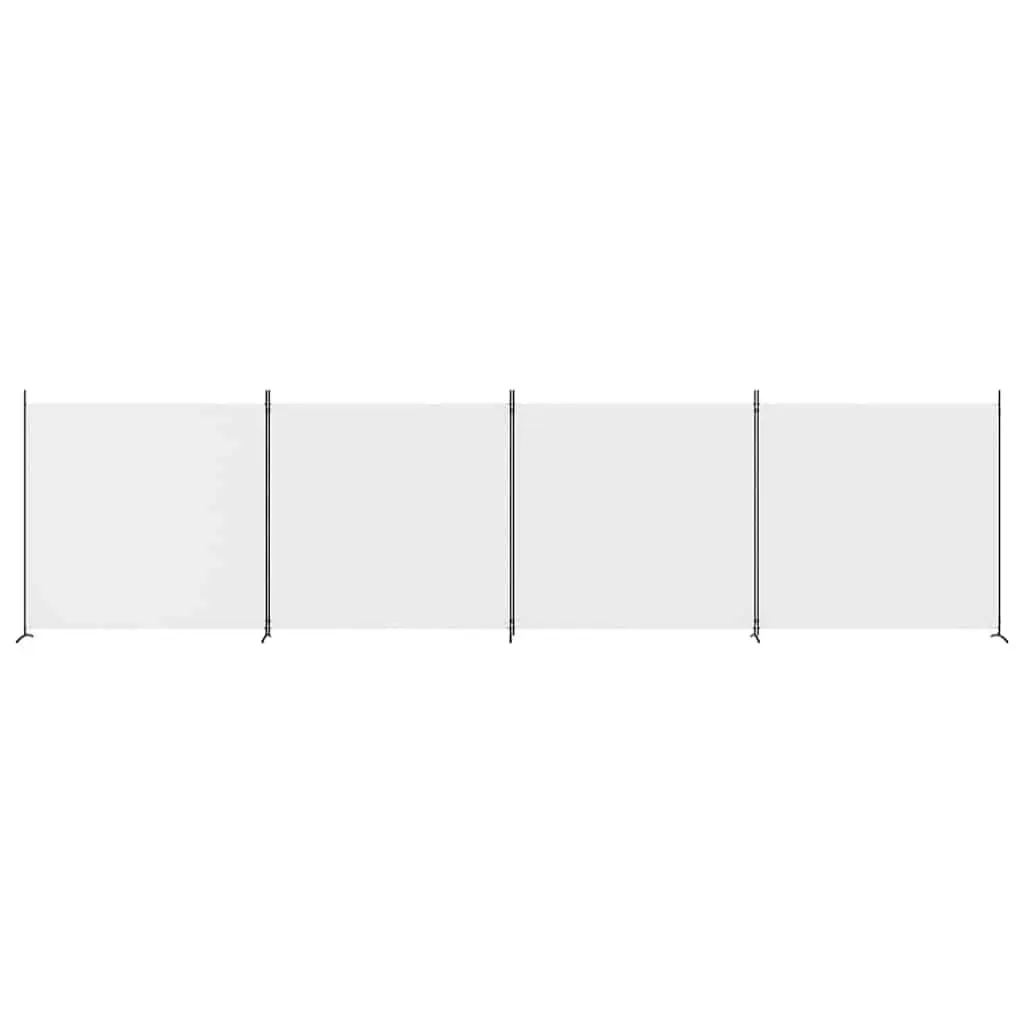 4-Panel Room Divider Fabric Screen Partition for Bedroom Living Area Home Office White 698 x 180 cm