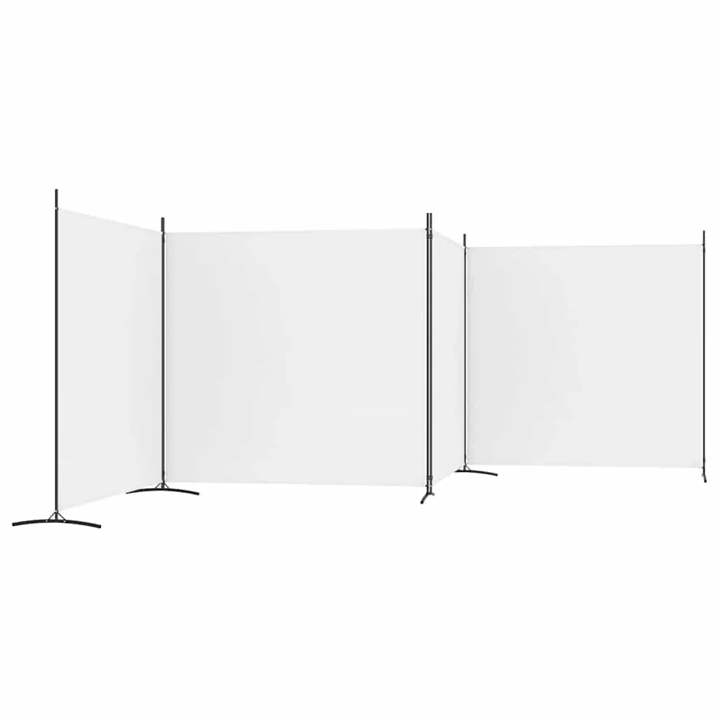 4-Panel Room Divider Fabric Screen Partition for Bedroom Living Area Home Office White 698 x 180 cm