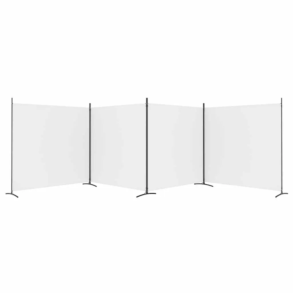 4-Panel Room Divider Fabric Screen Partition for Bedroom Living Area Home Office White 698 x 180 cm