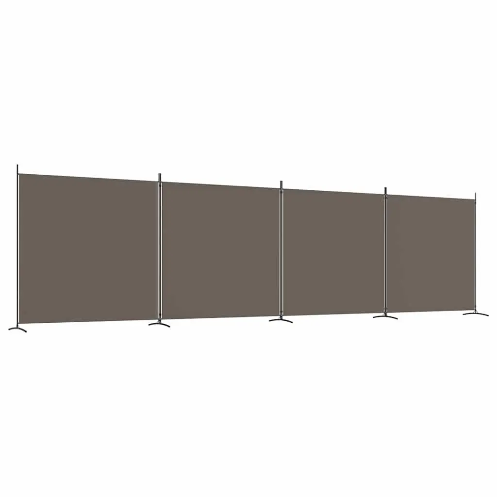 4-Panel Room Divider Anthracite Fabric Folding Screen Privacy Partition