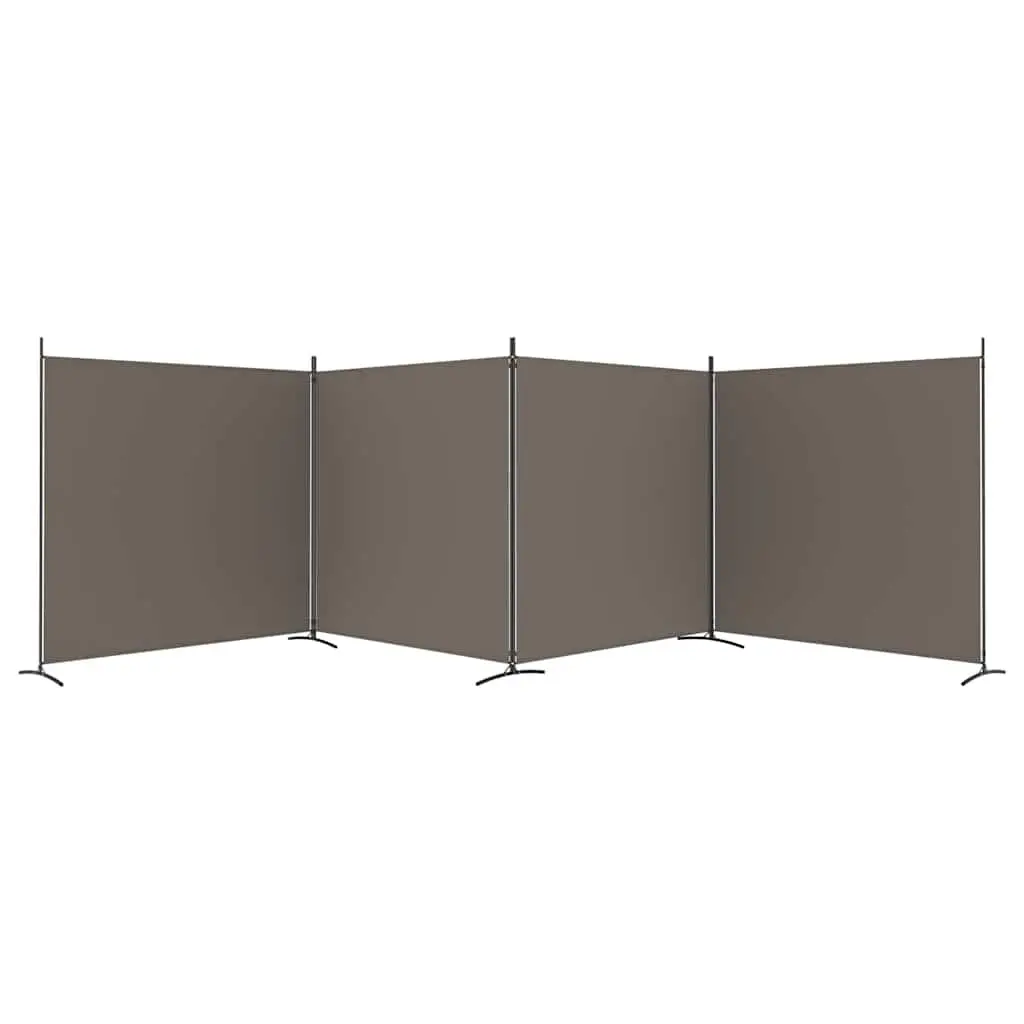 4-Panel Room Divider Anthracite Fabric Folding Screen Privacy Partition