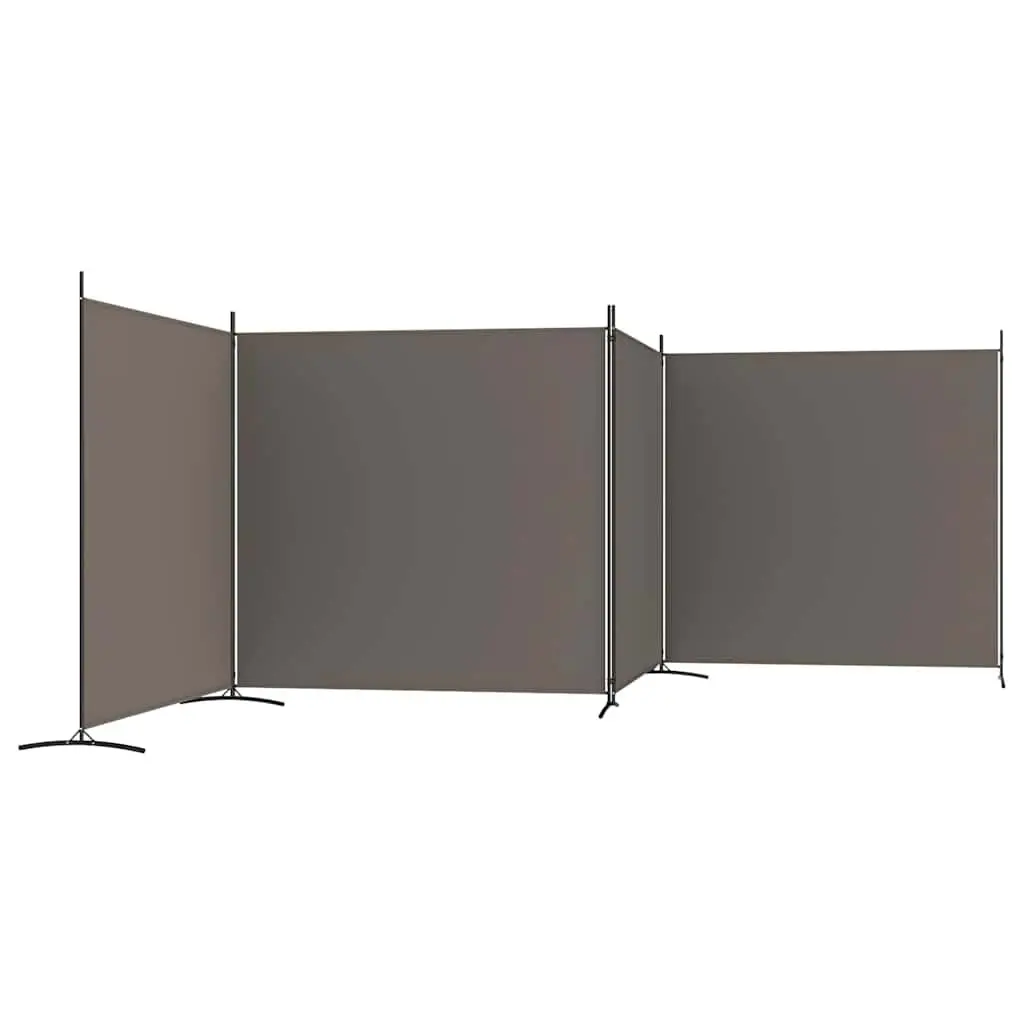 4-Panel Room Divider Anthracite Fabric Folding Screen Privacy Partition