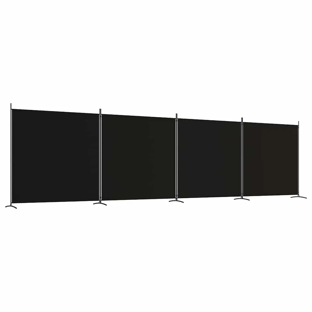 4-Panel Room Divider Folding Partition Screen Black 698x180 cm Fabric Privacy