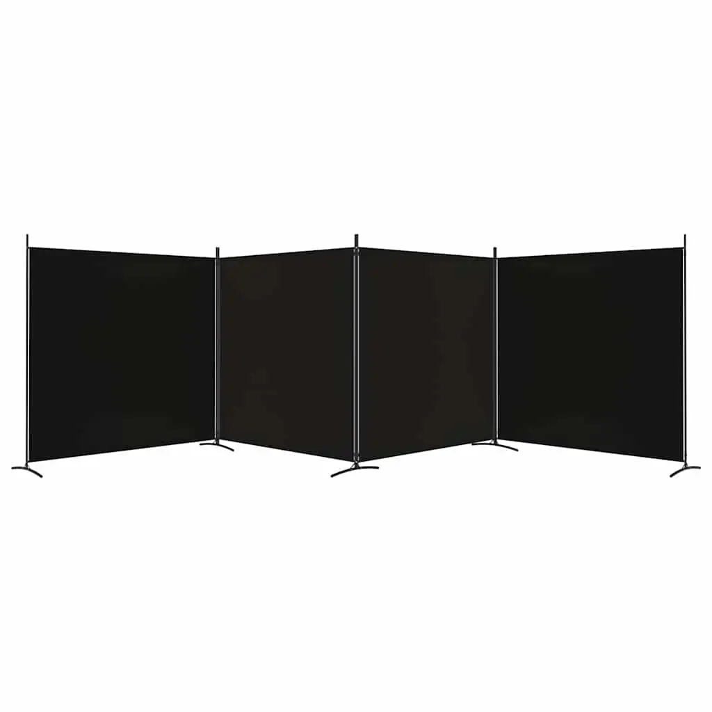 4-Panel Room Divider Folding Partition Screen Black 698x180 cm Fabric Privacy