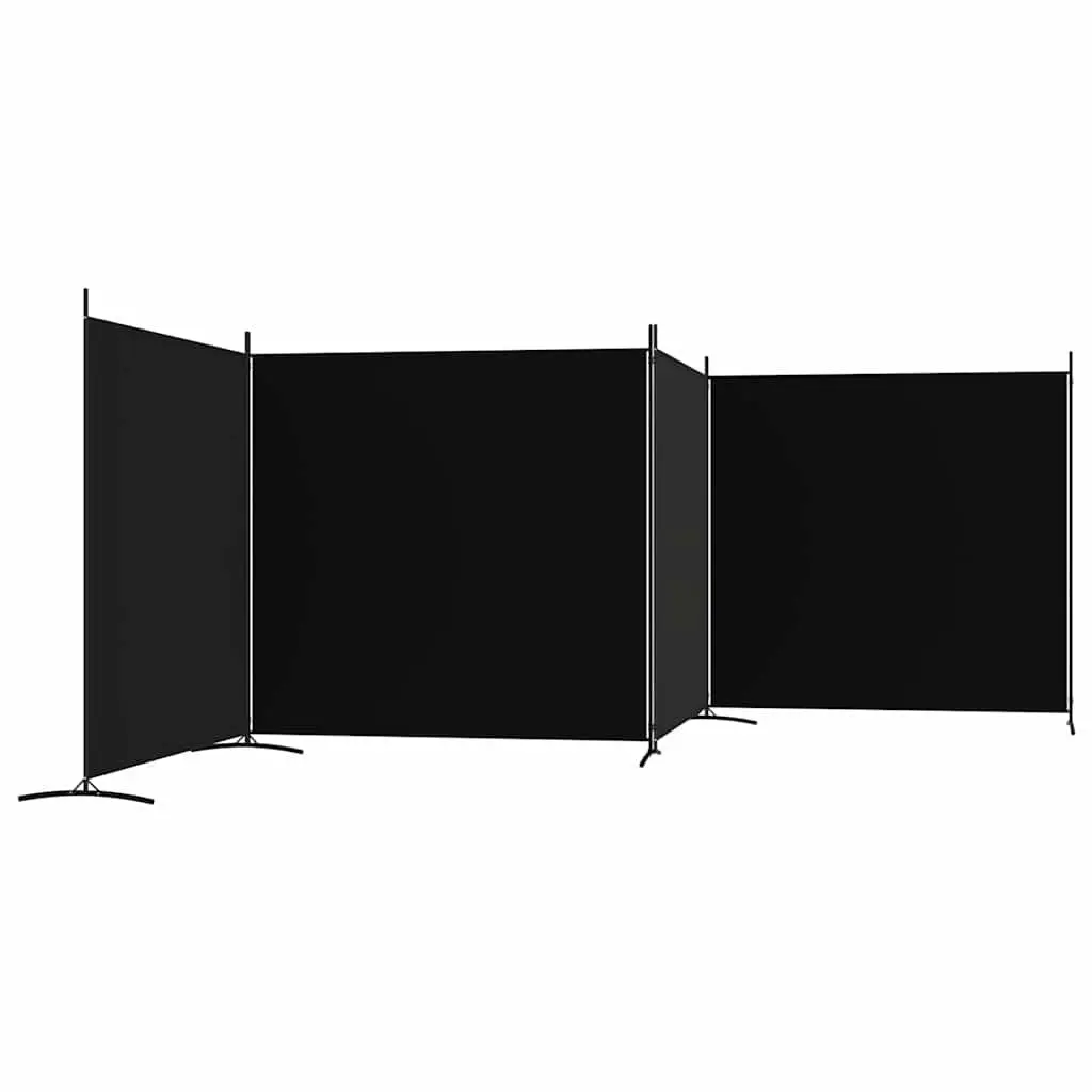 4-Panel Room Divider Folding Partition Screen Black 698x180 cm Fabric Privacy